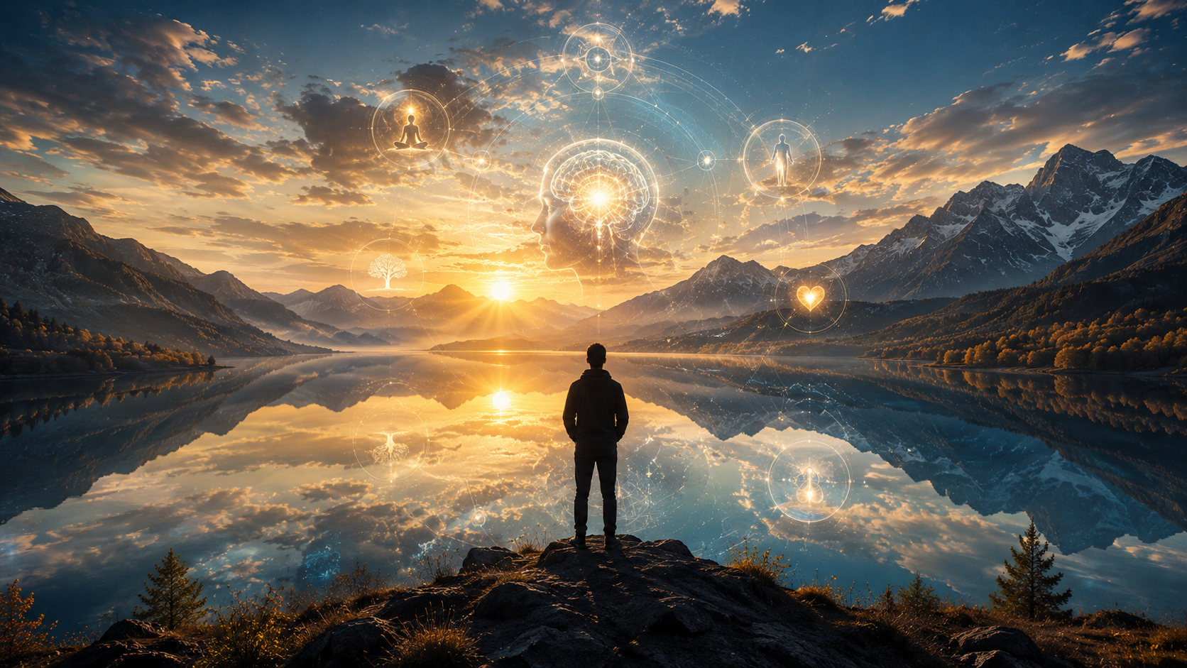 why-self-awareness-is-the-foundation-of-growth.jpg Person overlooking a reflective lake symbolising self-awareness, personal growth, and conscious transformation.