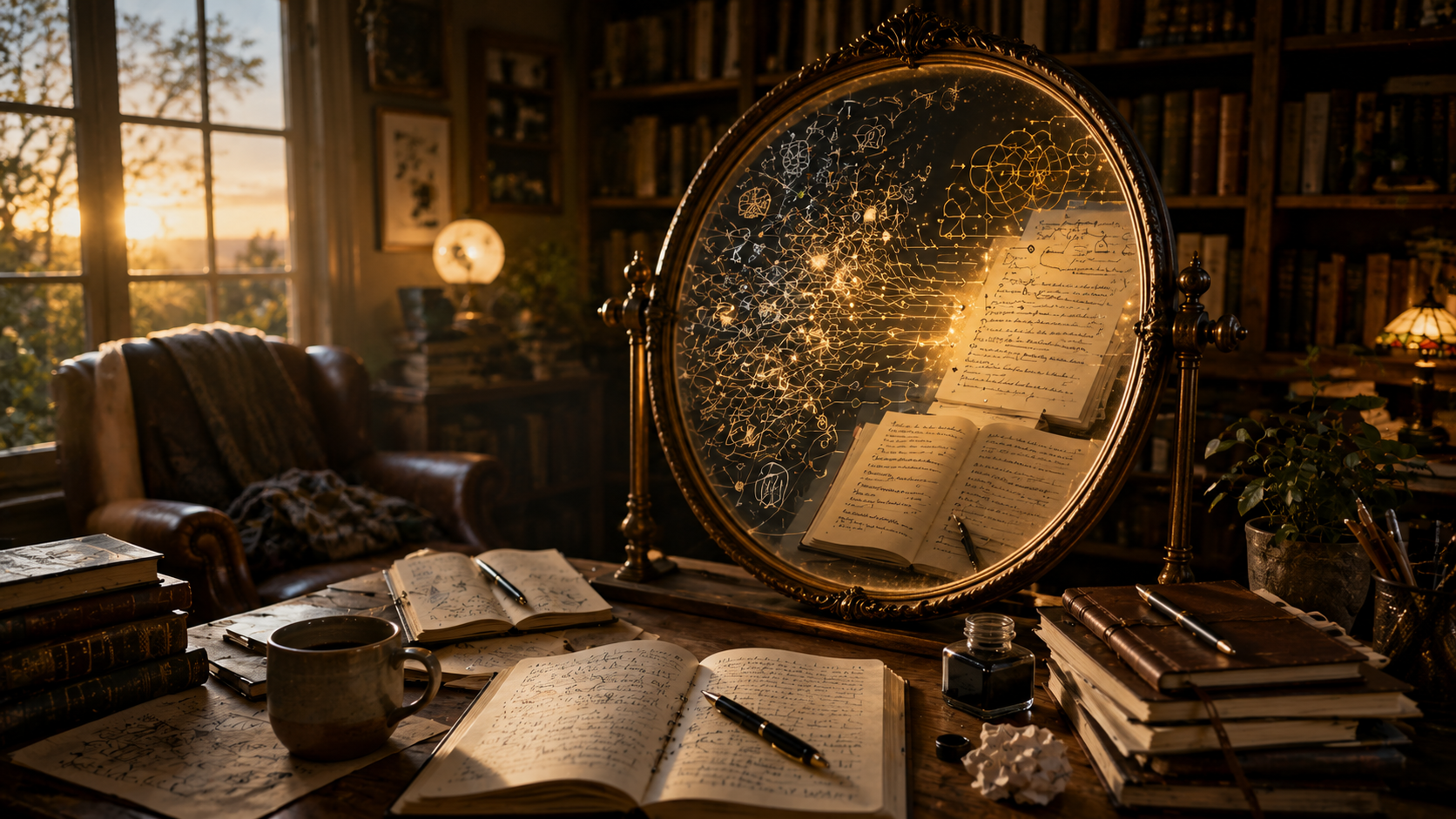 How I Use AI When I Know What I Mean but Can’t Find the Words Symbolic mirror reflecting organised thoughts, representing AI helping transform ideas into clear communication