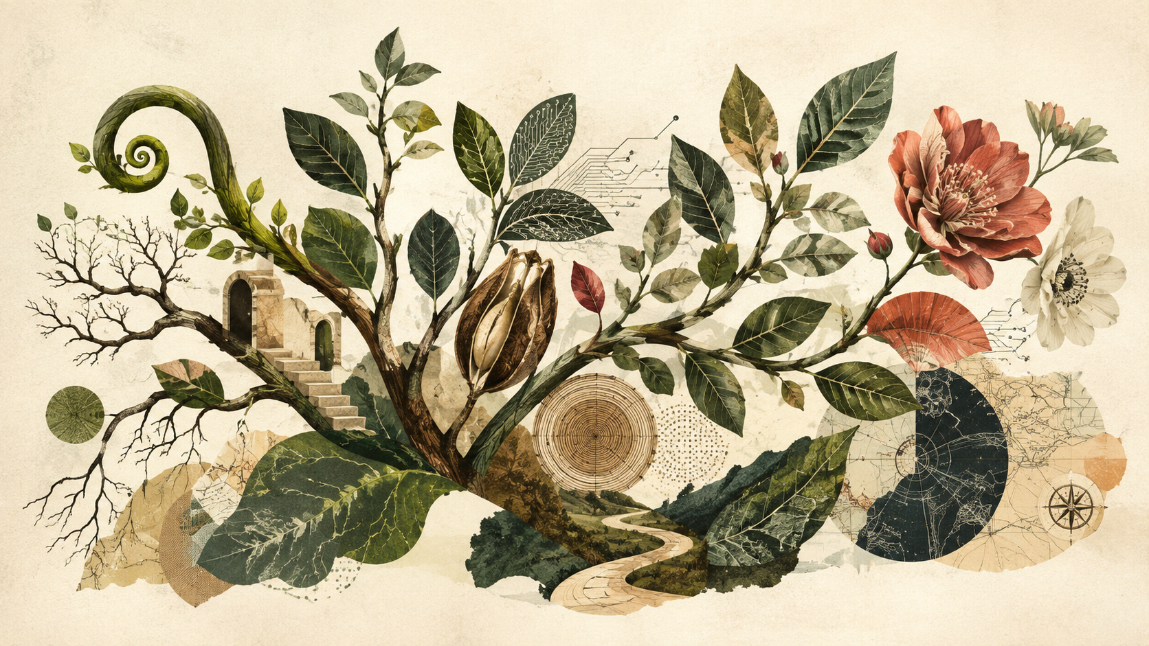 Surreal branching plant representing ChatGPT prompts for personal growth and self-reflection