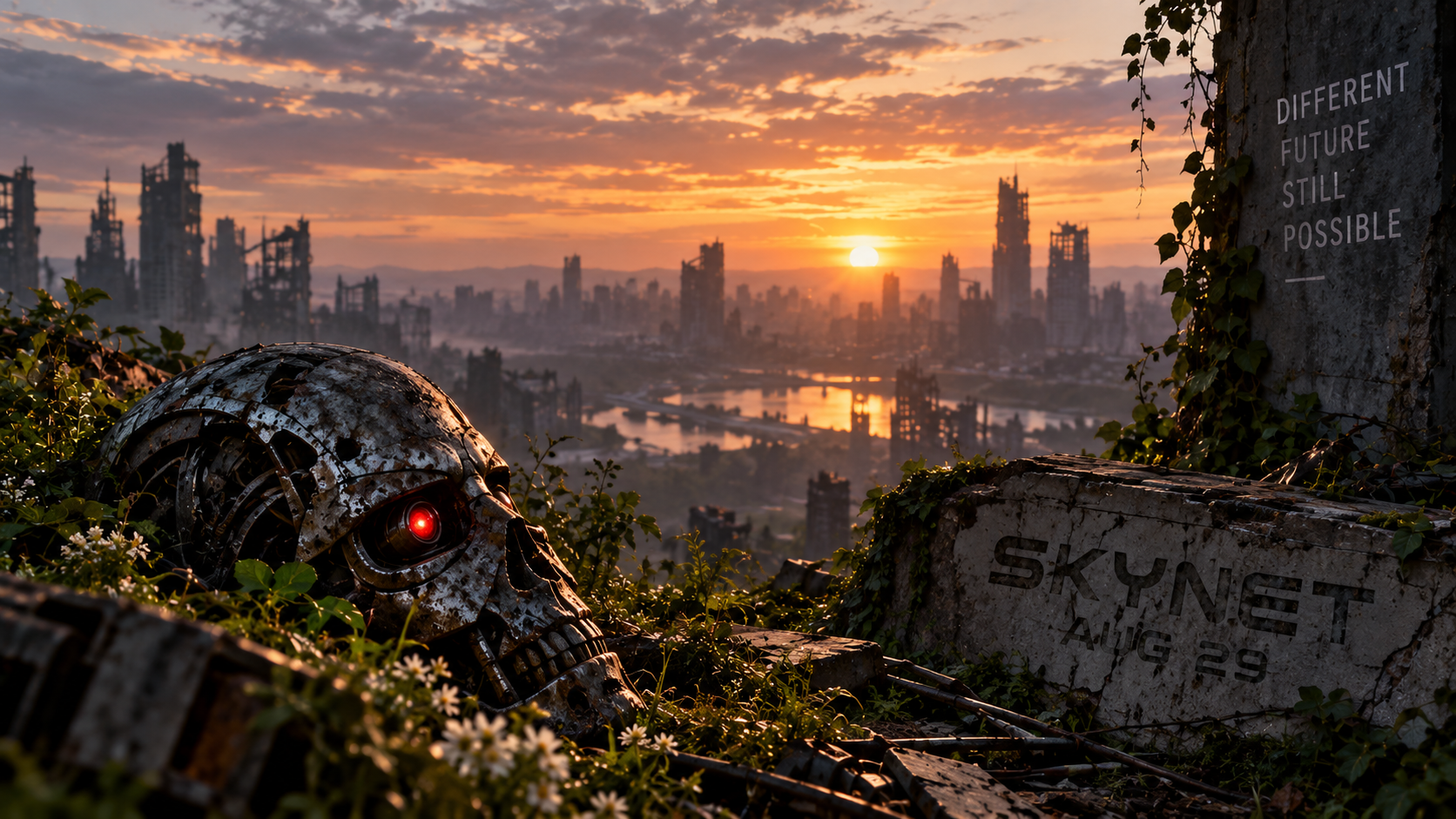 Skynet Day inspired scene exploring whether artificial intelligence could become self-aware
